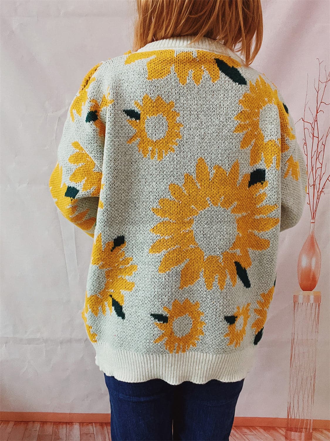 Sunflower Dropped Shoulder Long Sleeve Sweater.