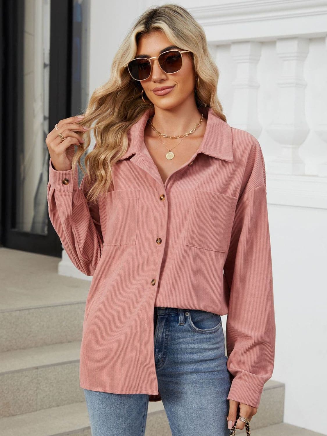 Chic Long Sleeve Buttoned Jacket