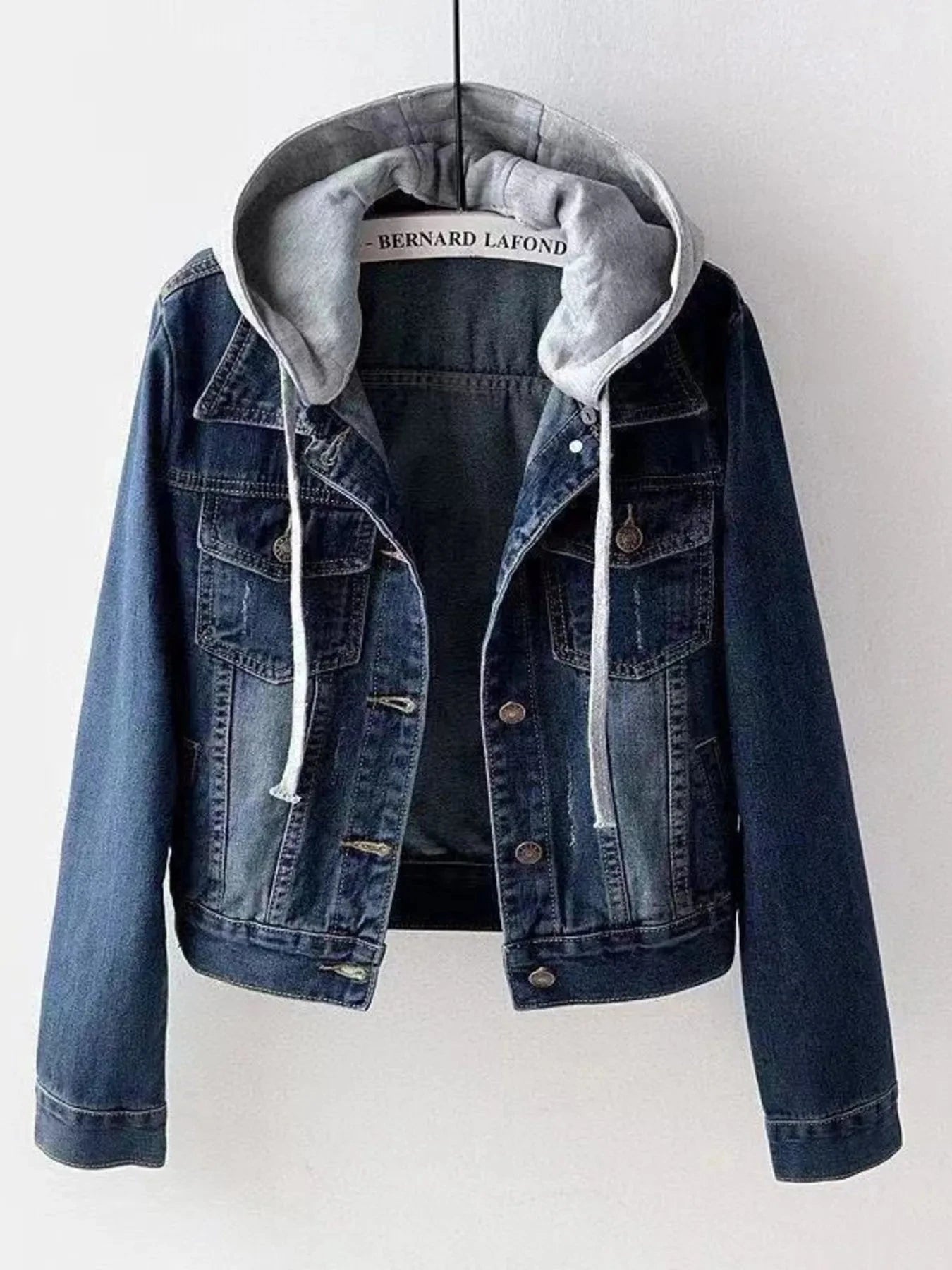 Full Size Button Up Drawstring Hooded Denim Jacket Plus Size Coco’s Tee Boutique
