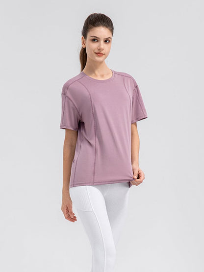 Round Neck Short Sleeve Active Top.