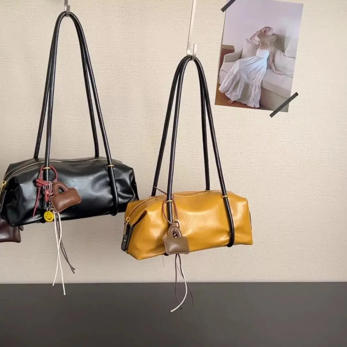 Leather Shoulder Bag with Charm Simply Love