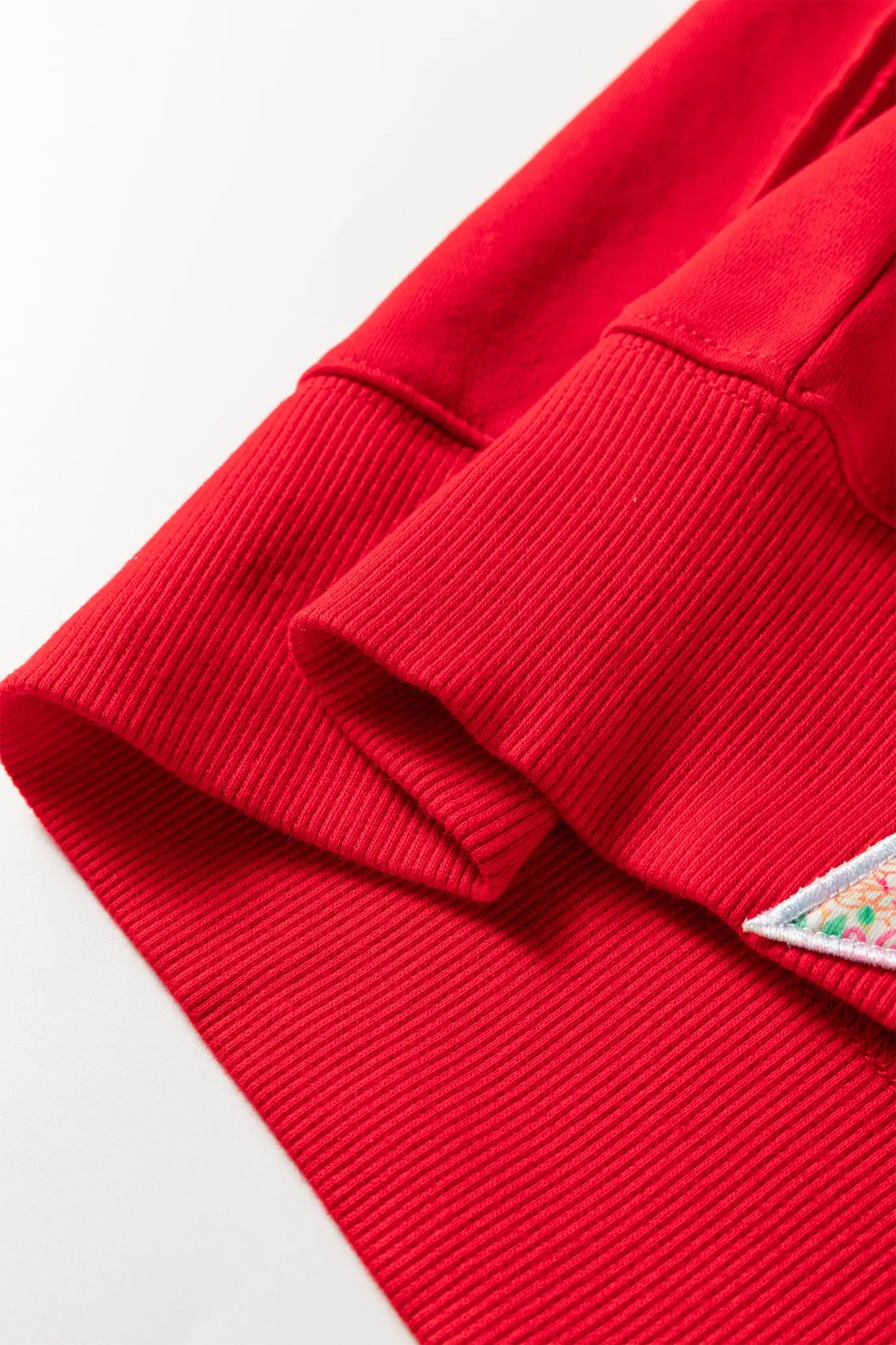 Fiery Red Floral Bow Patchwork Exposed Seam Slit Baggy Sweatshirt Dear-Lover Dropshipping