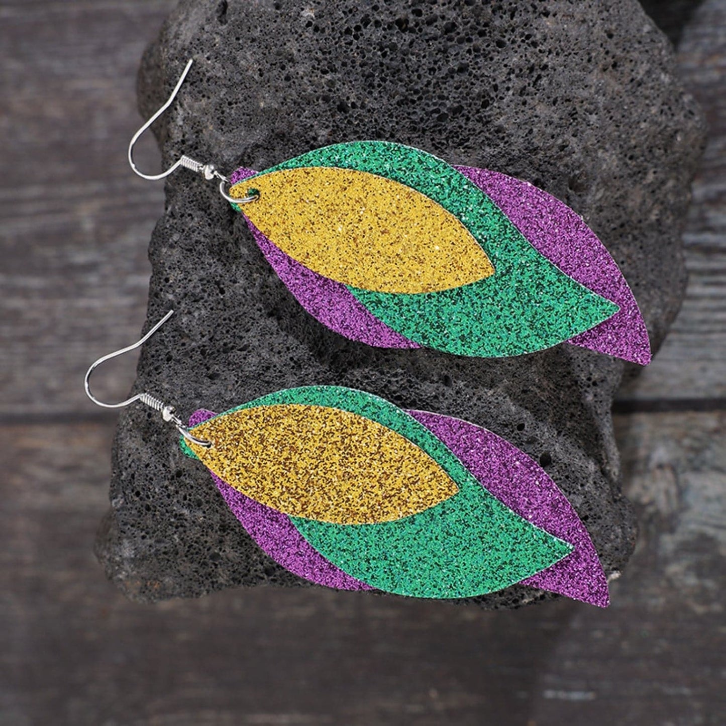 PU Leather Leaf Dangle Earrings.