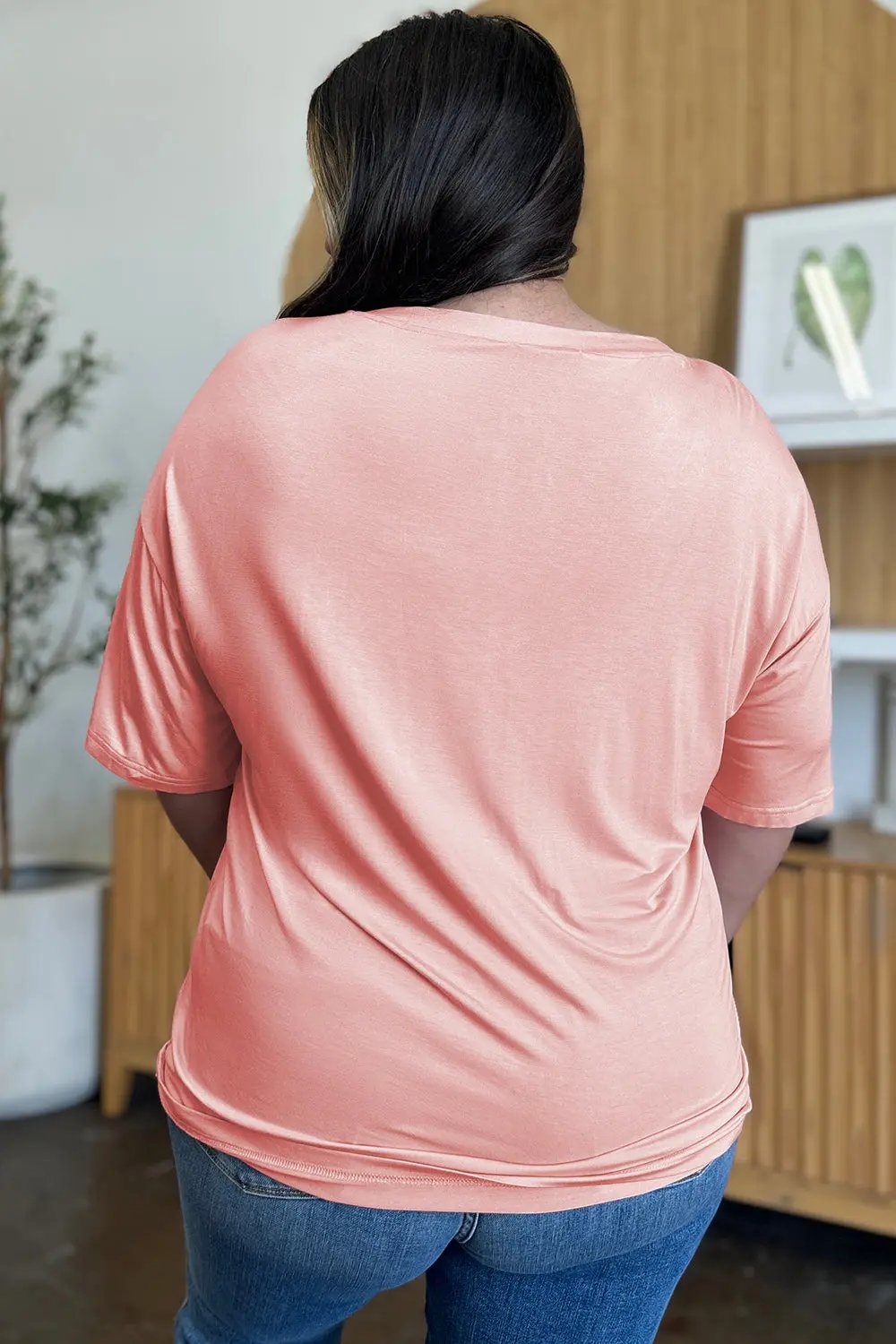 Basic Bae Full Size Bamboo V-Neck Drop Shoulder T-Shirt - Love Salve