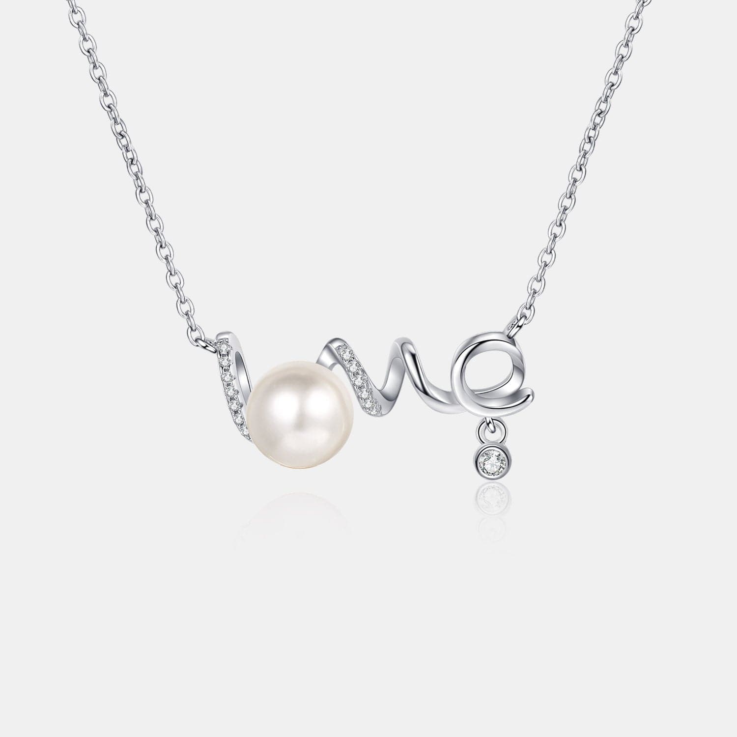 Natural Pearl Moissanite 925 Sterling Silver Necklace.