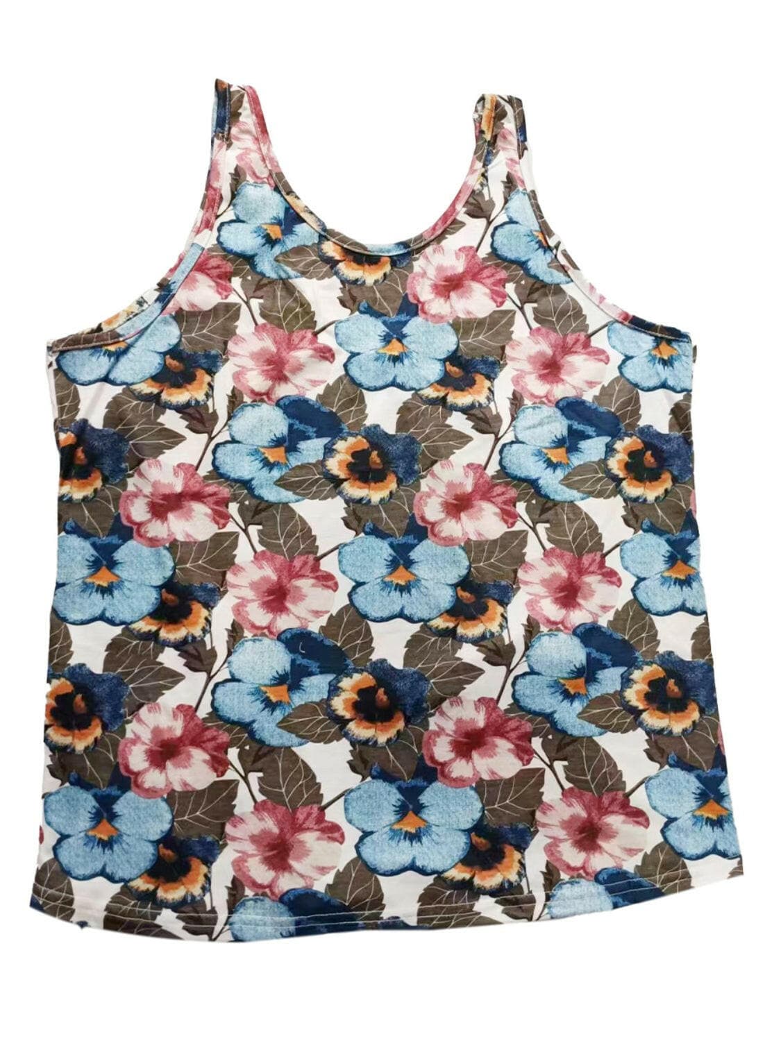 Printed Scoop Neck Wide Strap Tank.