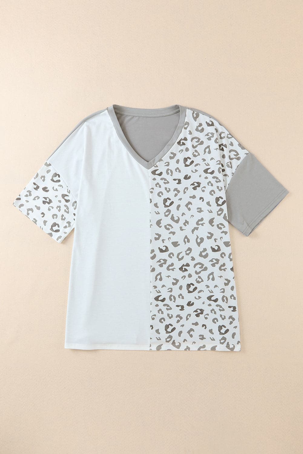 Plus Size Leopard V-Neck T-Shirt.