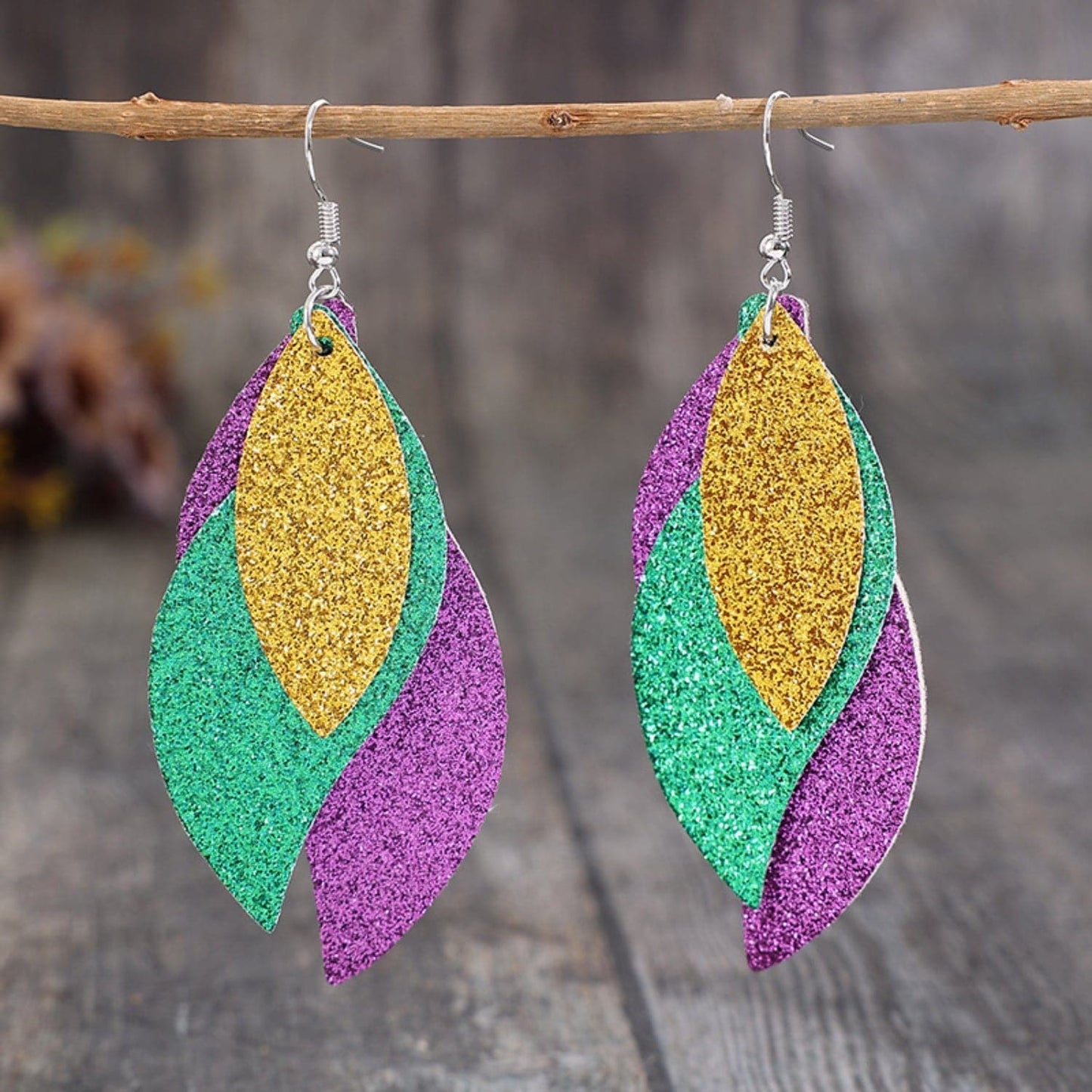 PU Leather Leaf Dangle Earrings.