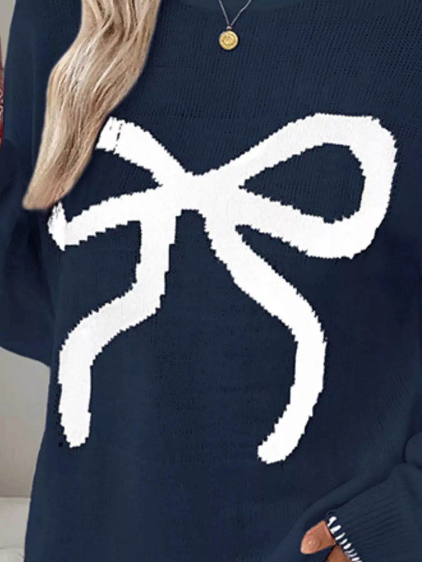 Bow Round Neck Sweater Simply Love