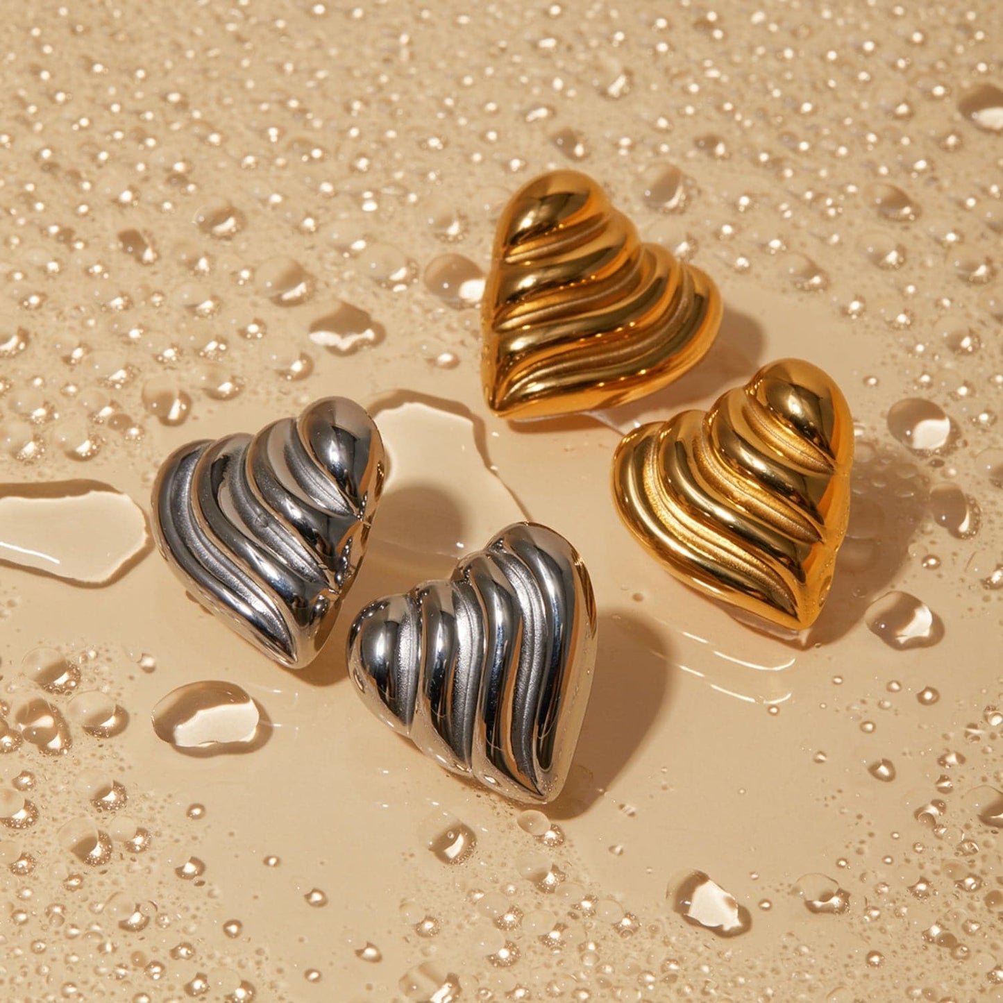 Stainless Steel Heart Shape Stud Earrings.