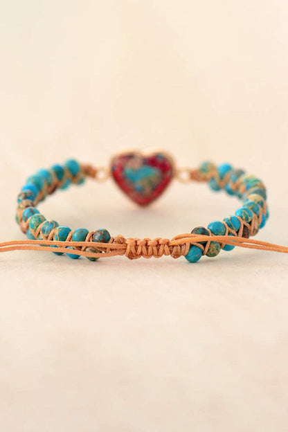 Handmade Heart Shape Natural Stone Bracelet.