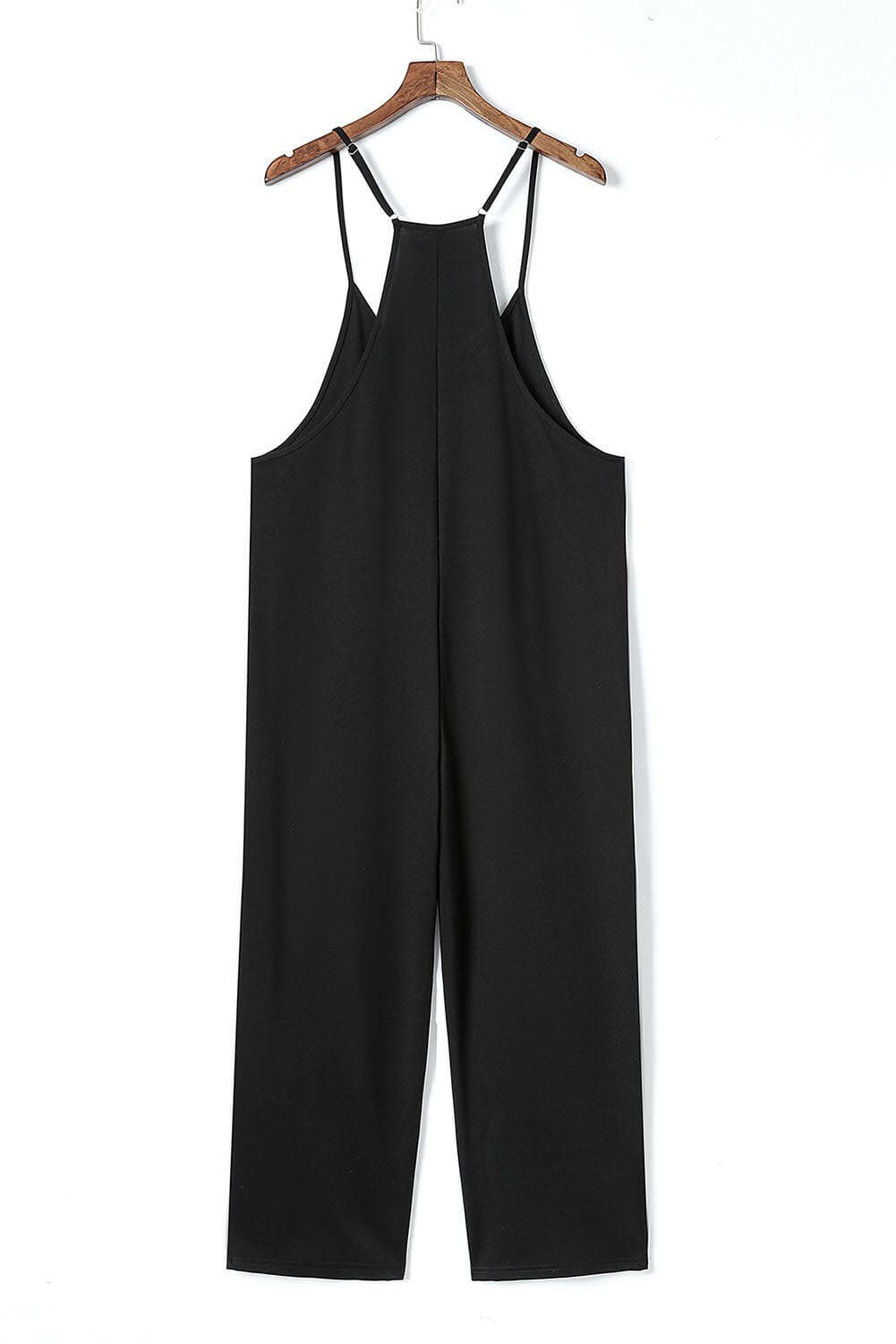 Pocketed Spaghetti Strap Wide Leg Jumpsuit.