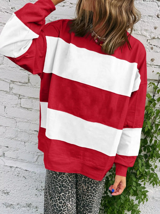 Colorblock Drop Shoulder Baggy Sweatshirt Simply Love