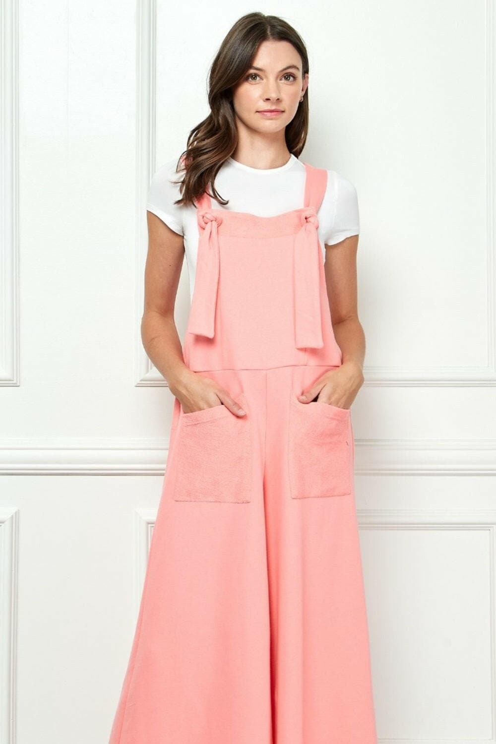 Veveret Wide Strap French Terry Overalls.