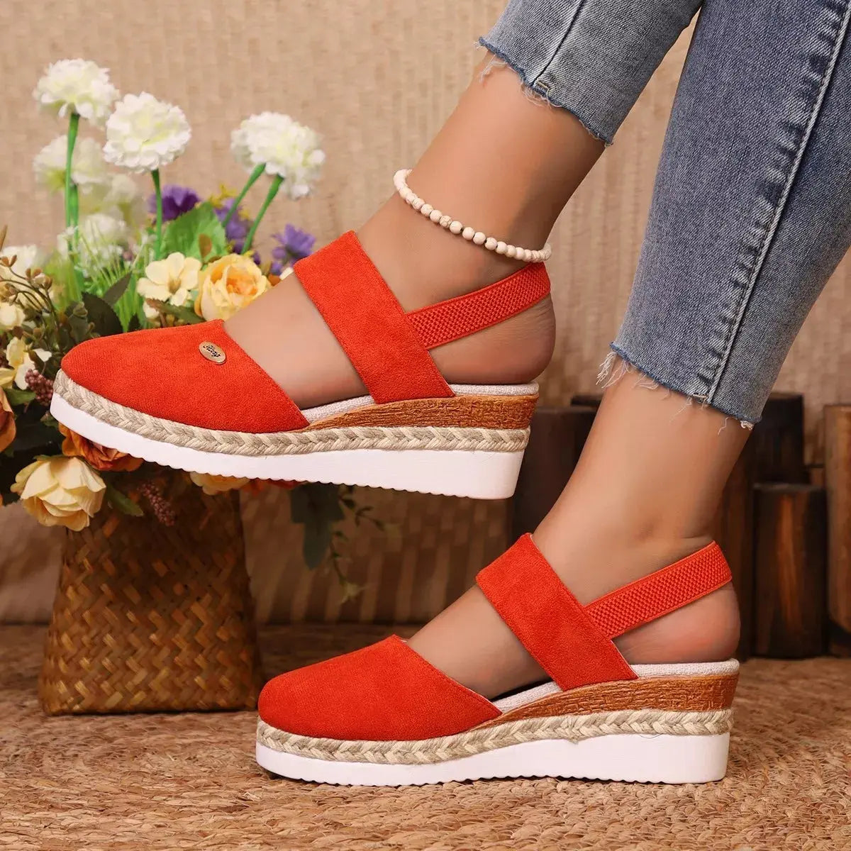 Espadrille Wedge Sandals with Ankle Strap Simply Love