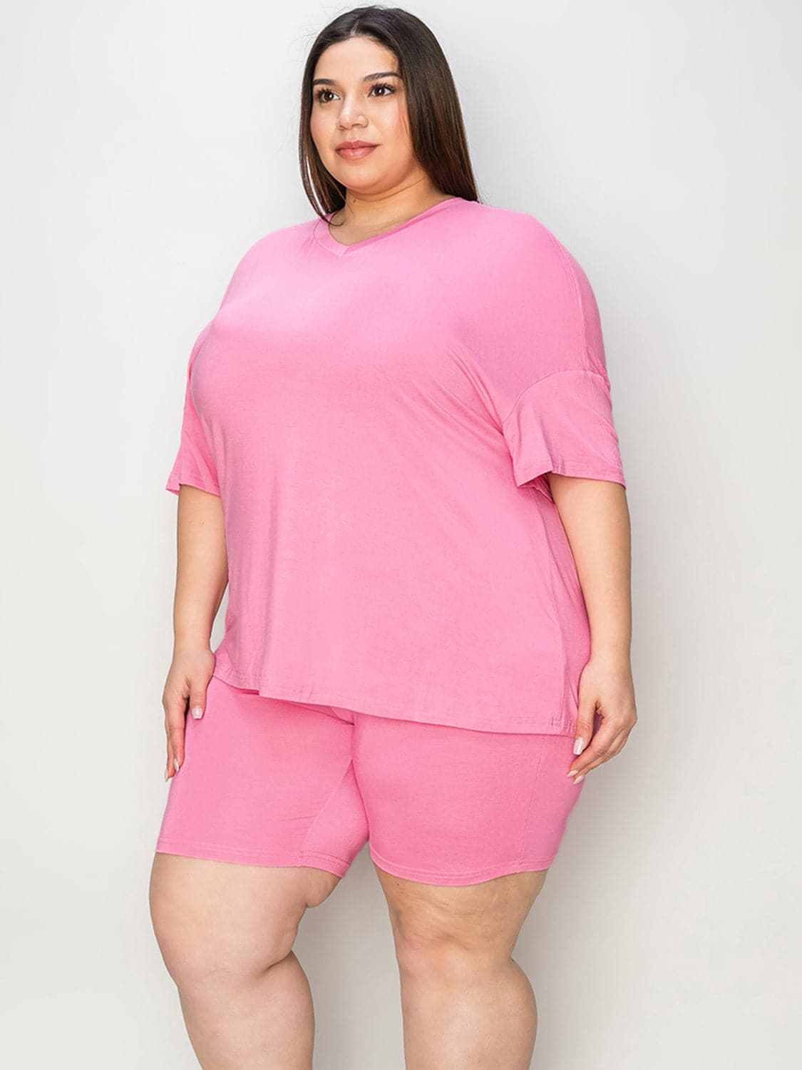 Basic Bae v-neck t-shirt & shorts set - Love Salve 