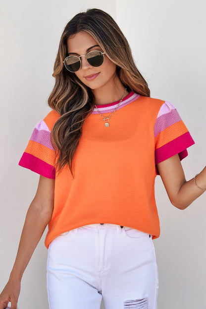 Carrot color block knitted top