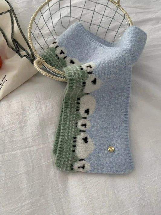 Sheep Pattern Knitted Scarf Simply Love