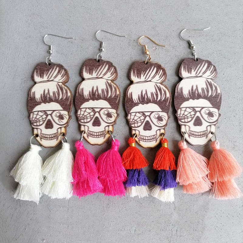 Whimsical spider-themed tassel earrings for urban chic style