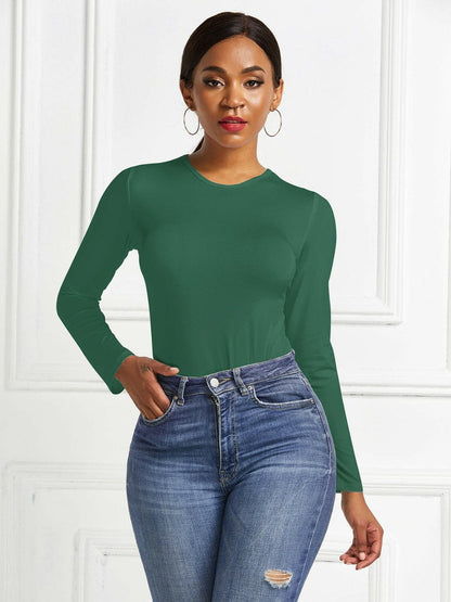 Round Neck Long Sleeve Bodysuit.