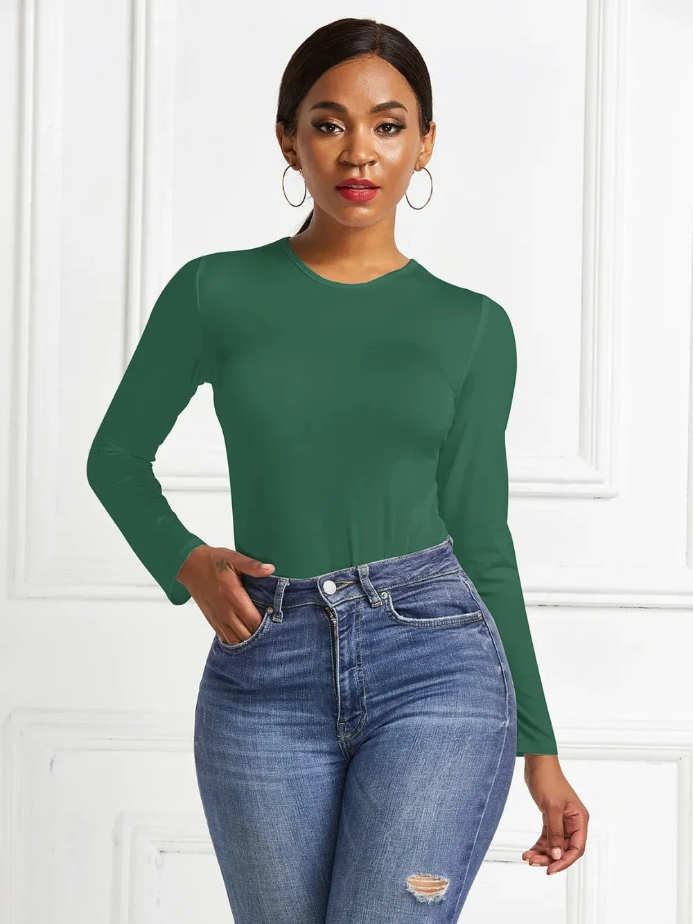 Round Neck Long Sleeve Bodysuit Coco’s Tee Boutique