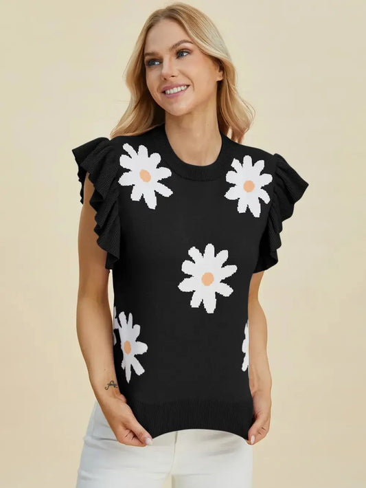 Double Take: Ruffled Flower Sweater - Love Salve