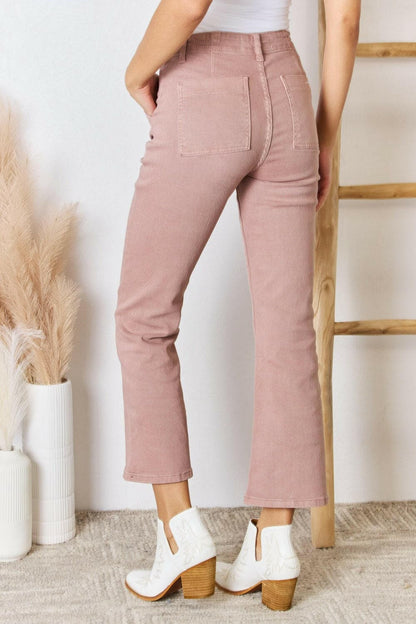 RISEN Full Size High Rise Ankle Flare Jeans.