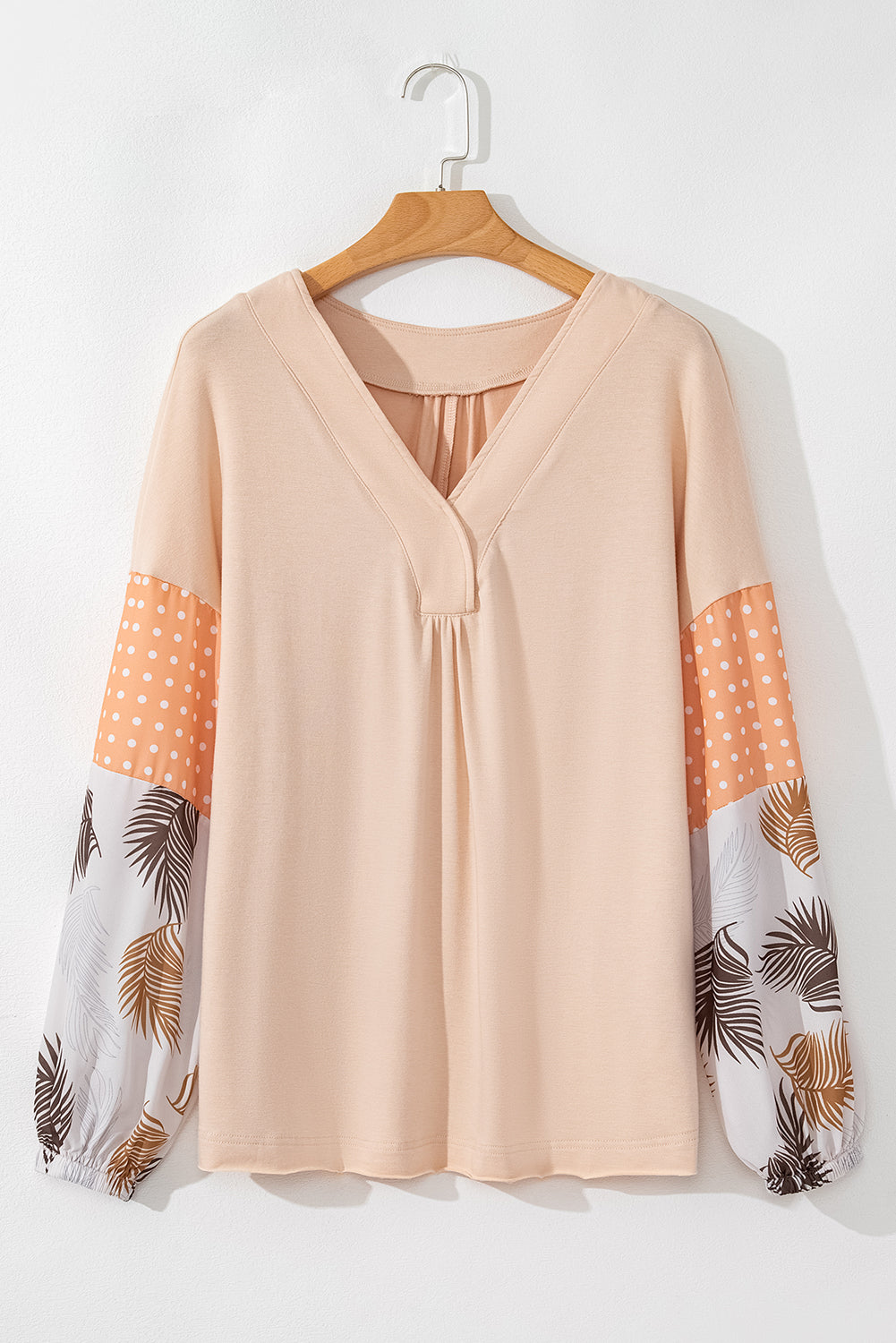 Chic palm print blouse with puff sleeves