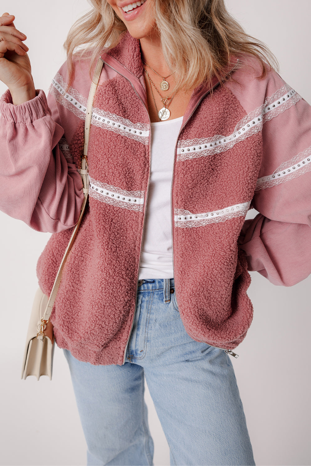 Cozy rose pink sherpa jacket