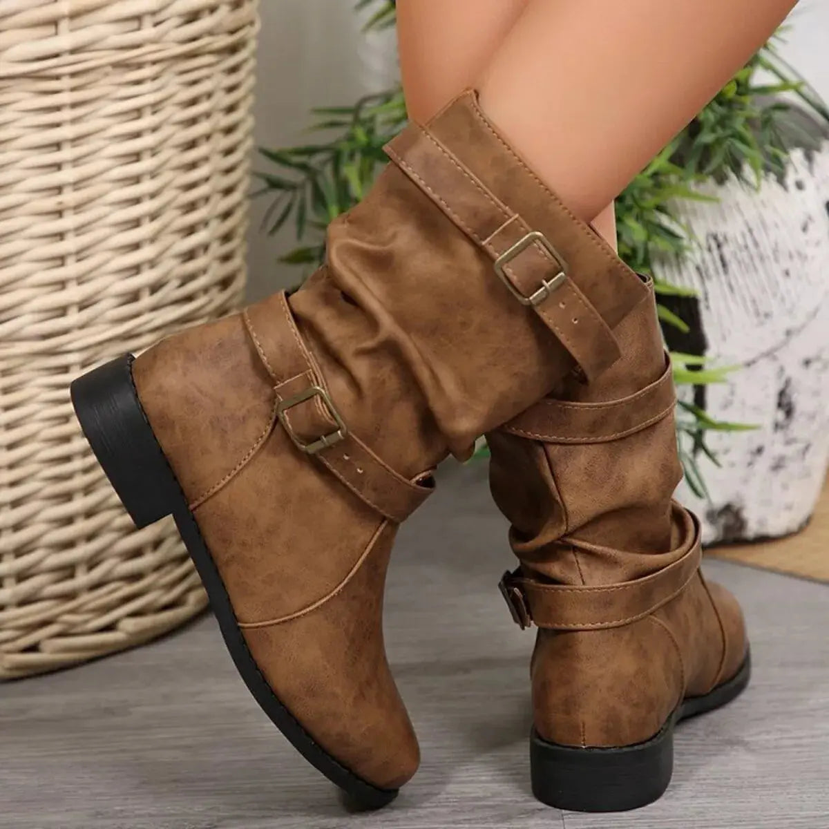 Buckled Low Heel Boots Simply Love