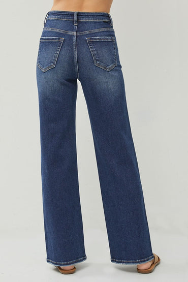 High-rise distressed wide-leg jeans for a chic, casual look