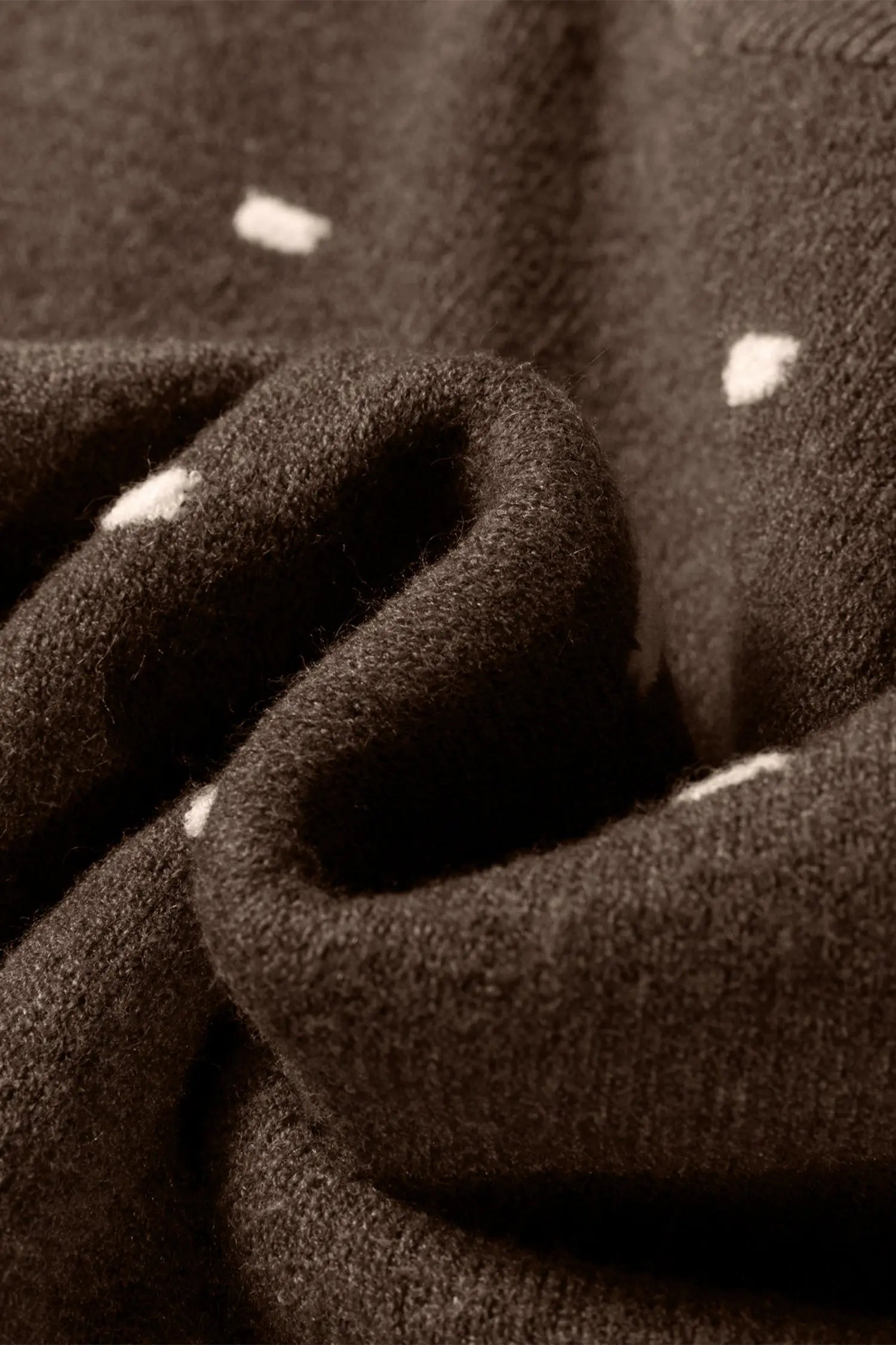 Coffee Dotted Print Knit Sweater Ribbed Edge Cozy Women Pullover Dear-Lover Dropshipping