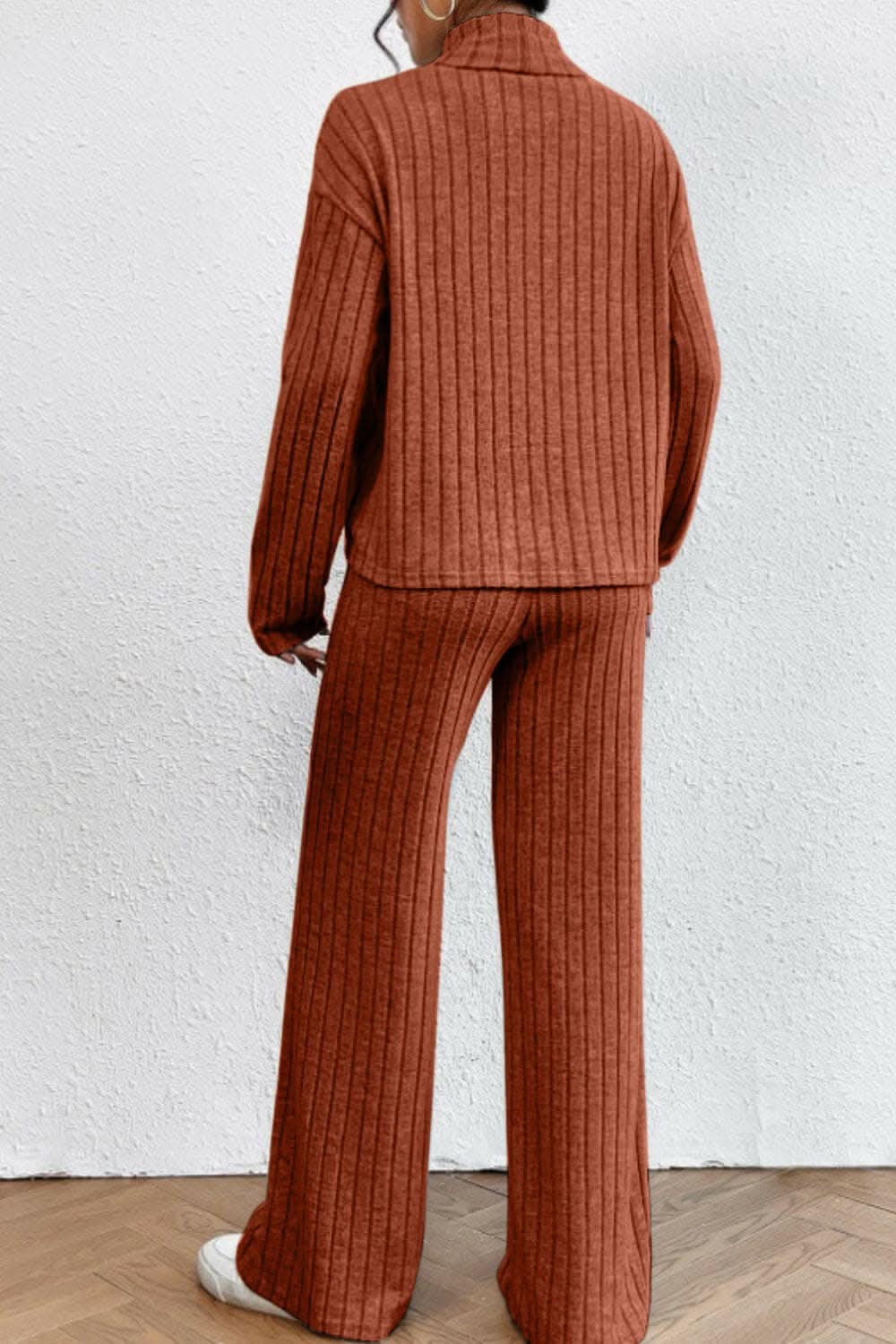 Chic mock neck top & pants set - Love Salve 