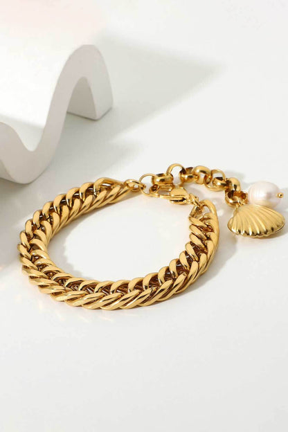 18K Gold-Plated Curb Chain Bracelet.