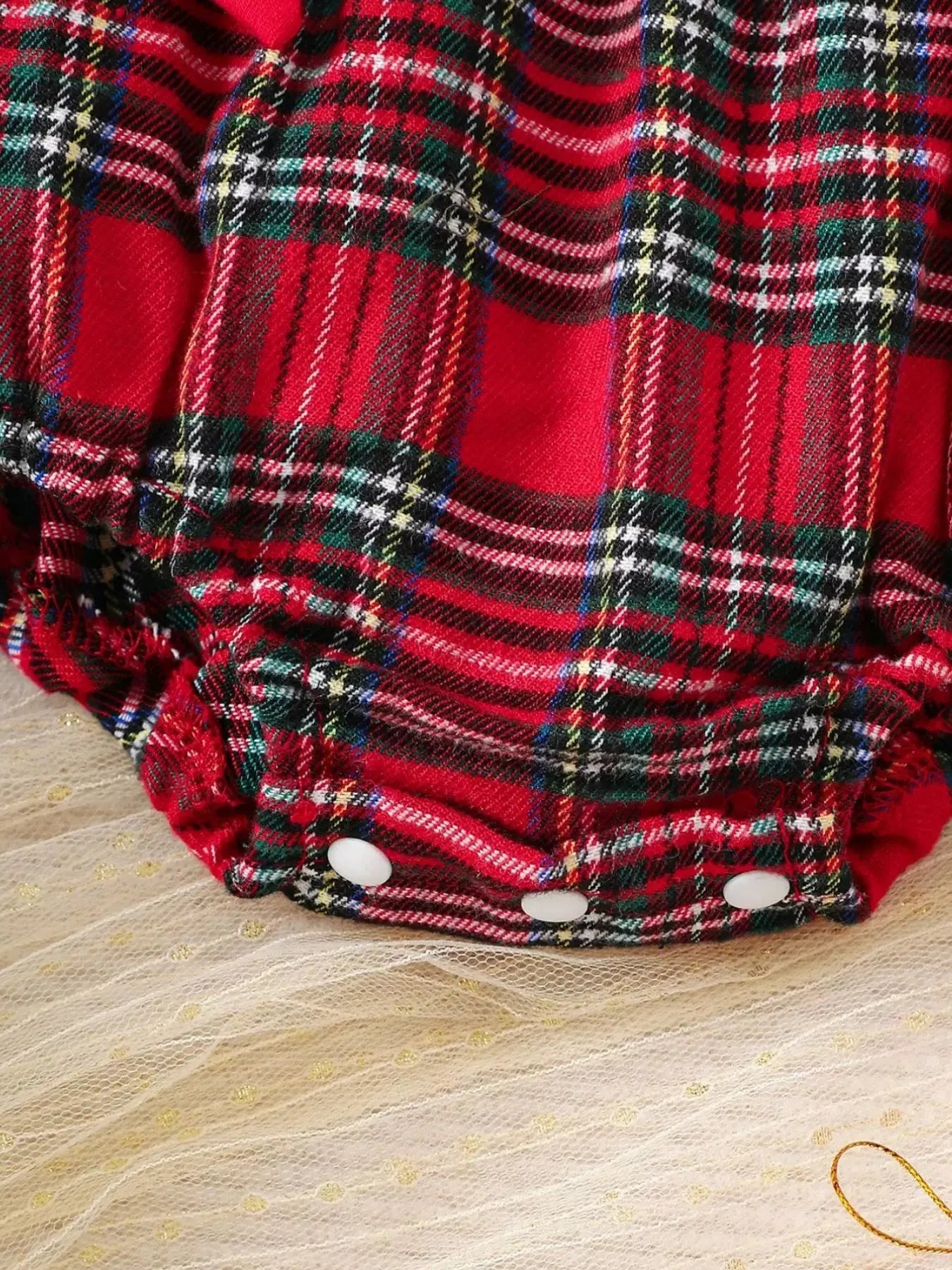 Children's Christmas Plaid Ruffle Sleeve One-Piece Simply Love