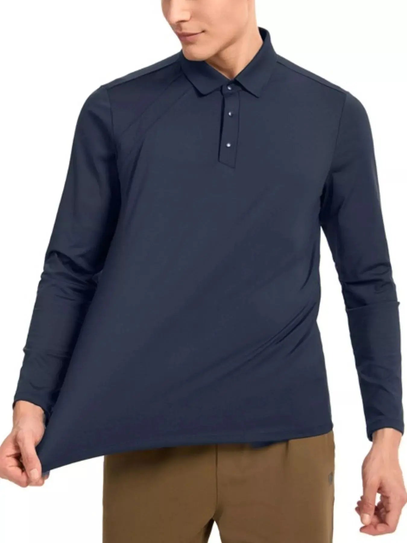 Men's Plus Size Long Sleeve Button Detail Polo Simply Love
