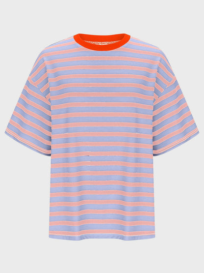 Striped Round Neck Half Sleeve T-Shirt.