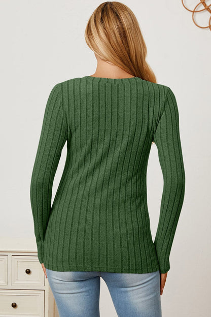 Versatile ribbed v-neck long sleeve tee for every occasion