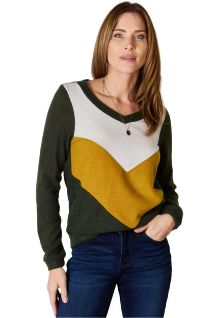 Hailey & Co Full Size Colorblock V-Neck BlouseElevate Your Wardrobe with the Hailey &amp; Co Full Size Colorblock V-Neck Blouse
 Transform your style with the Hailey &amp; Co Full Size Colorblock V-Neck Blouse, Love Salve Full Size ColorblockBlouses