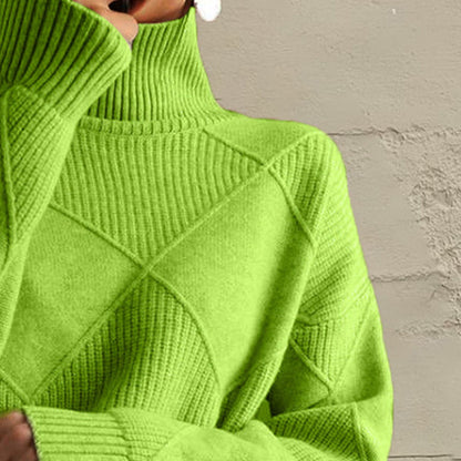 Geometric Turtleneck Long Sleeve Sweater.