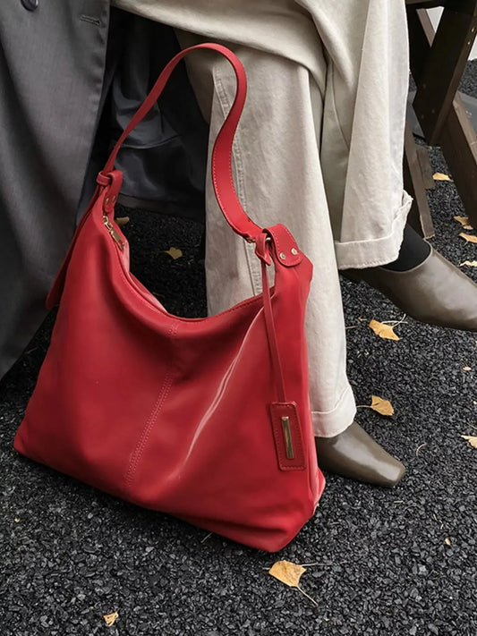 Solid Color Leather Shoulder Bag Simply Love