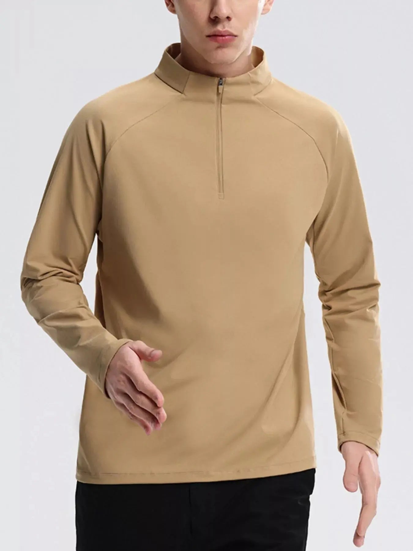 Men's Plus Size Half-Zip Long Sleeve Sweatshirt Simply Love