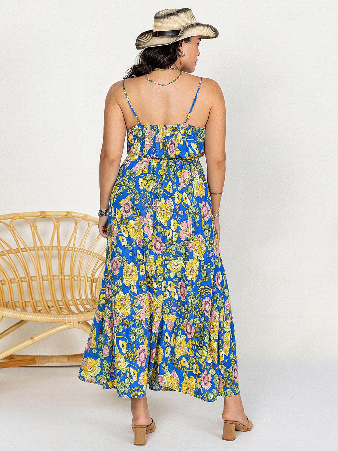 Drawstring Ruffle Hem Maxi Dress.