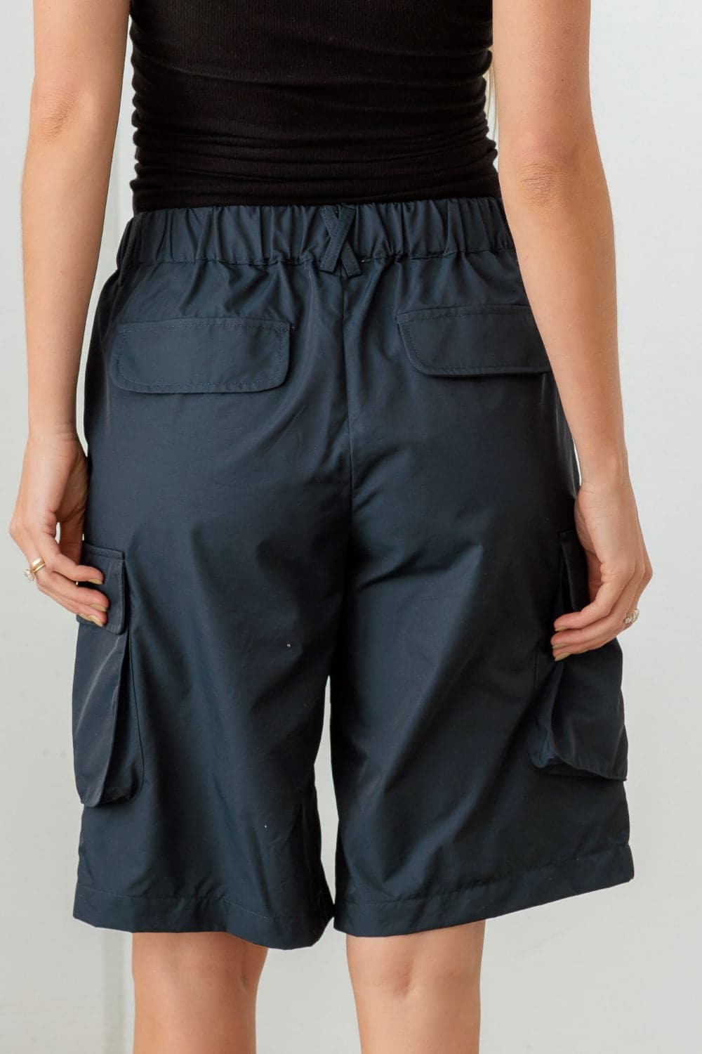 Le Lis Navy Cargo Bermuda Shorts.