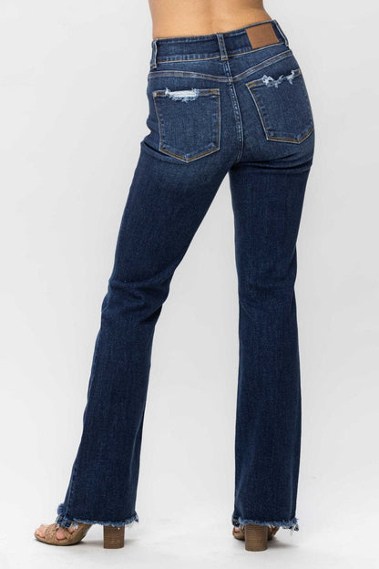 Frayed hem bootcut jeans by Judy Blue for a trendy twist