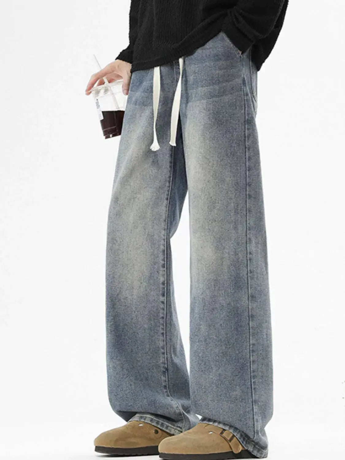 Men's Full Size Vintage Wash Wide Leg Jeans Plus Size Simply Love