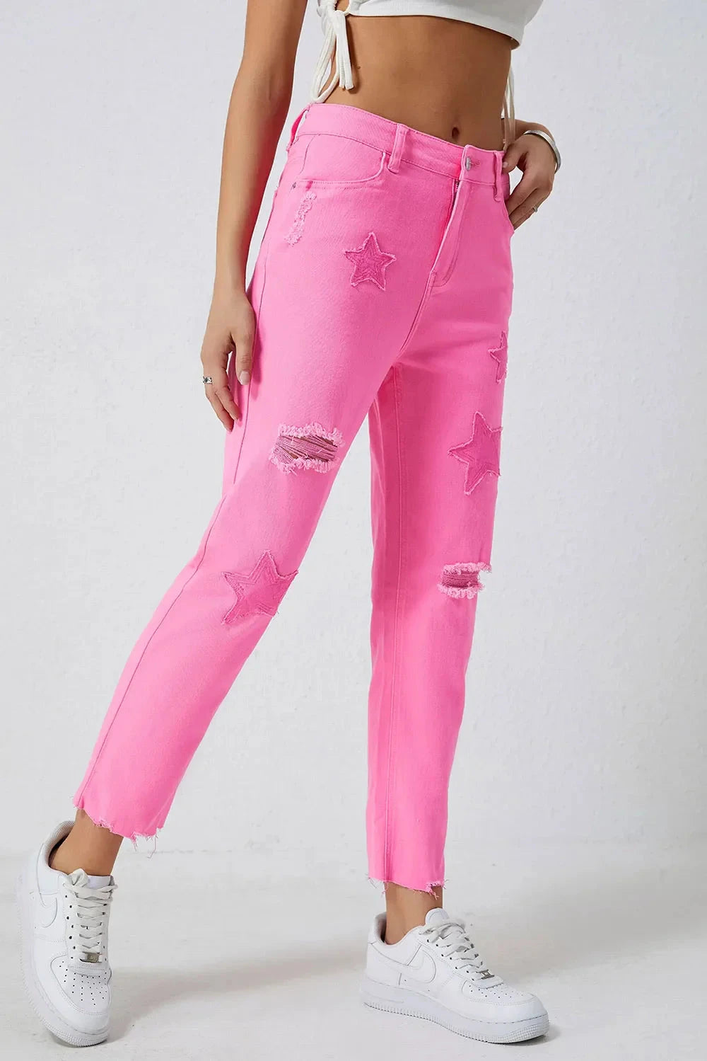 Star Raw Hem Distressed Jeans Coco’s Tee Boutique