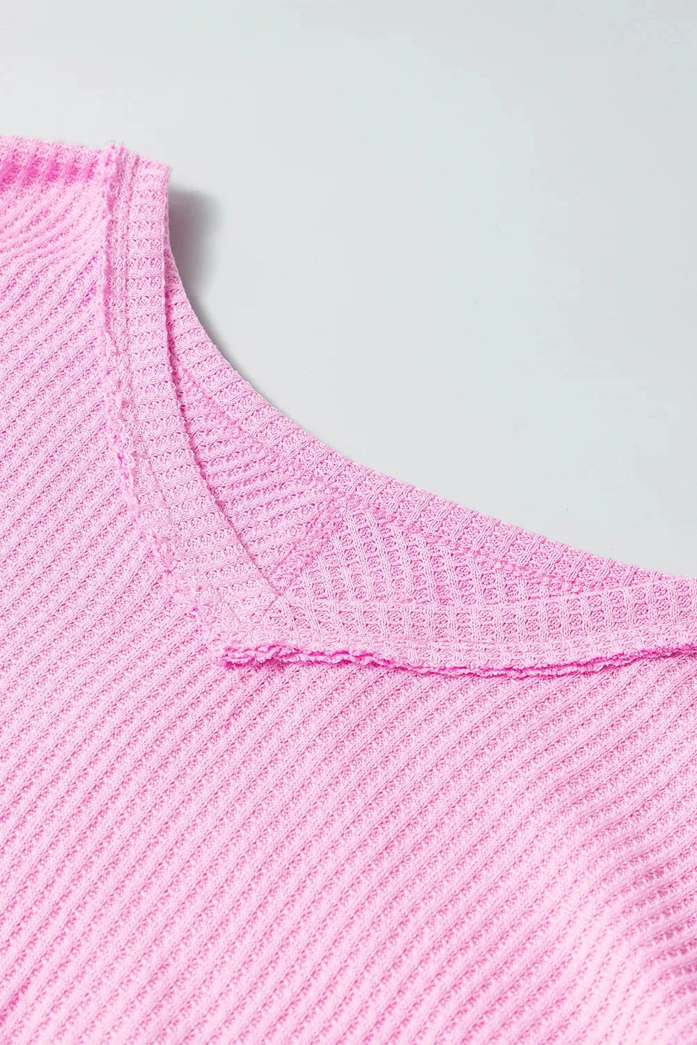 Waffle-Knit V-Neck Long Sleeve Blouse Coco’s Tee Boutique