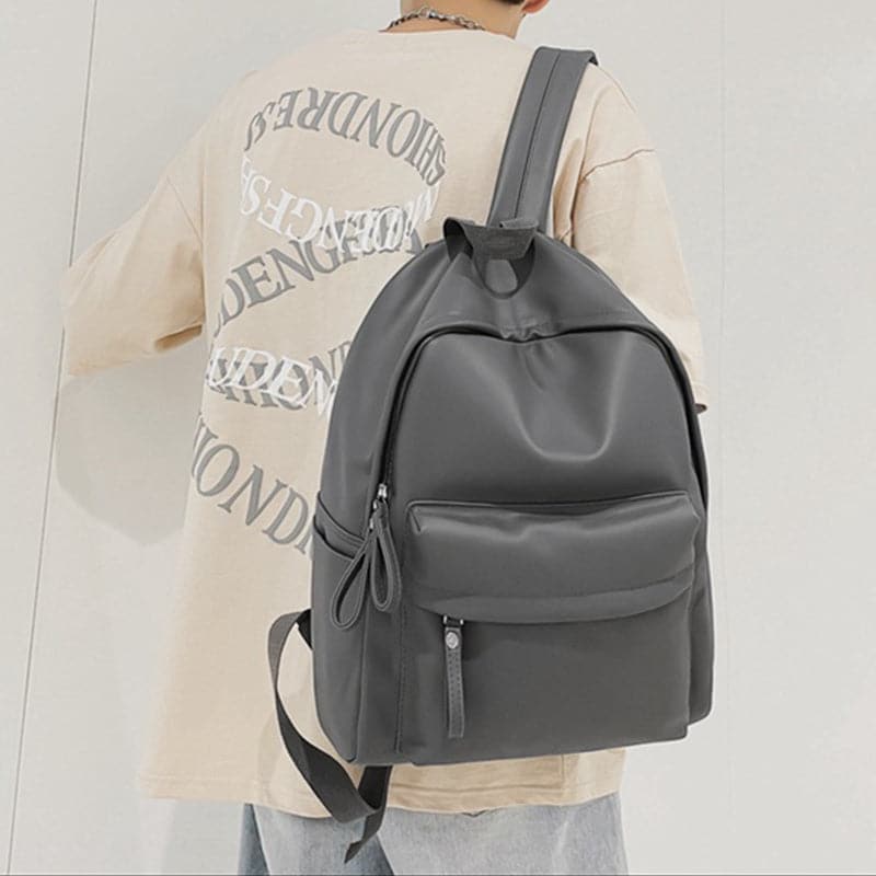 PU Leather Zip Backpack Bag.