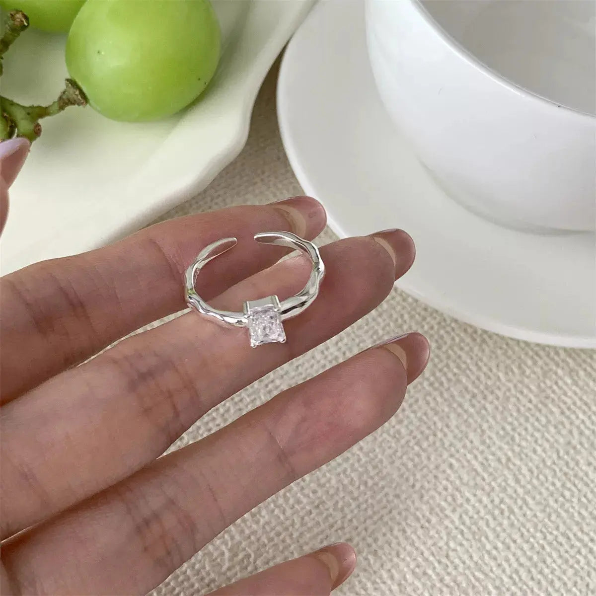 925 Sterling Silver Zircon Geometric Ring Simply Love